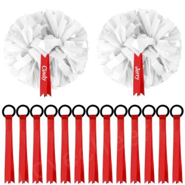 Imagem de Lovecheer 24 peças de etiquetas de nome de pompons de líder de torcida fita sublimação em branco etiquetas de pompom de torcida para mochila de líder de torcida chaveiro malas de viagem personalizadas