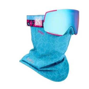 Imagem de Anon Óculos de neve de ponte baixa M5 + lente bônus + máscara facial MFI (moldura: marés rosa, lente: Perceive variável azul, lente sobressalente: rosa nublado)