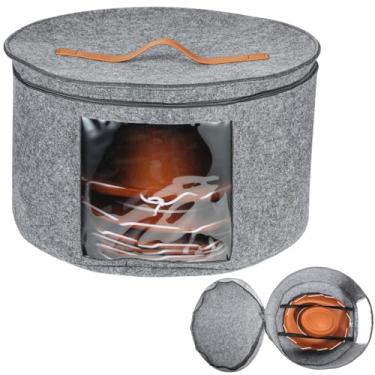 Imagem de Capa de chapéu portátil com janela transparente e alça, guarda-roupa organizacional viagem para caixa de armazenamento chapéu redondo grande, brinquedos de feltro bonecas de pelúcia para tampa zíper