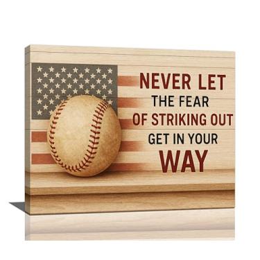 Imagem de Arte de parede de beisebol decoração de parede de beisebol imagens esportivas citações motivacionais impressões em tela pintura arte decoração inspiradora para meninos quarto sala de jogos emoldurado