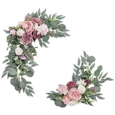 Imagem de LUMINFLY Brincos de flores artificiais de arco de casamento, conjunto de guirlanda de suculentas de 2 peças, decorações florais pré-fabricadas para cerimônias