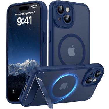 Imagem de AMILIFECASES Capa magnética compatível com iPhone 15, [suporte invisível embutido] [compatível com MagSafe] [proteção total da câmera] Capa de celular fosca translúcida para iPhone 15 6,1 polegadas