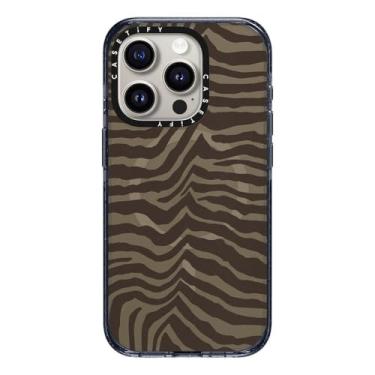 Imagem de CASETiFY Capa Impact para iPhone 15 Pro [4X testada contra quedas de grau militar/proteção contra quedas de 2,5 metros/compatível com Magsafe] - marrom zebra - azul clássico