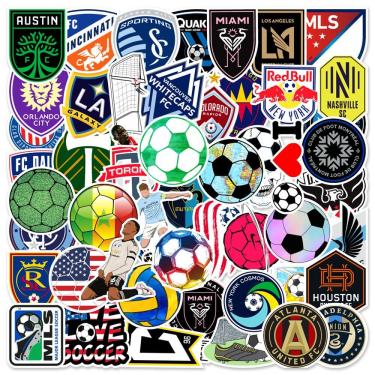 Imagem de Conjunto de adesivos com tema de futebol para garrafas de água, laptop e skate