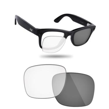 Imagem de Fiskr Lentes polarizadas de substituição compatíveis com óculos Ray-Ban Meta Wayfarer RW4012 (Gen 2) 50 mm AI, resistente a impactos e ajuste perfeito - fotocrômico transparente a cinza