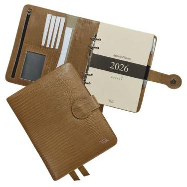 Imagem de Agenda Planner Couro 2026 126-R Personalizada Raffai Couros, Caramelo 