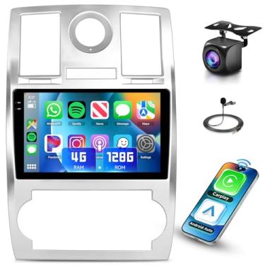 Imagem de Rádio estéreo de carro 4+128G para Chrysler 300 2005 2006-2010, tela sensível ao toque HD de 9 polegadas na célula/Android 15/Wireless CarPlay/Android Auto/GPS/WiFi/5.0Bluetooth/FM/RDS/SWC/AHD