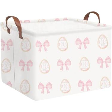 Imagem de FXOLCSHE Cesta retangular de Páscoa, cesto de berçário, caixa de armazenamento de brinquedos de bebê dobrável à prova d'água para crianças, organizador de brinquedos, decoração de casa, cesta de