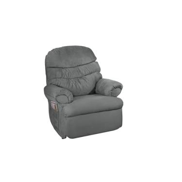 Imagem de Poltrona do Papai Reclinável Revestimento Aveludado em Suede Cinza Barão Casa Imperial
