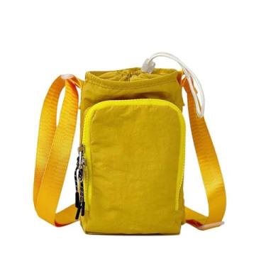 Imagem de Suporte para garrafa de água com alça de ombro, bolsa tiracolo unissex, Amarelo, Simplicidade