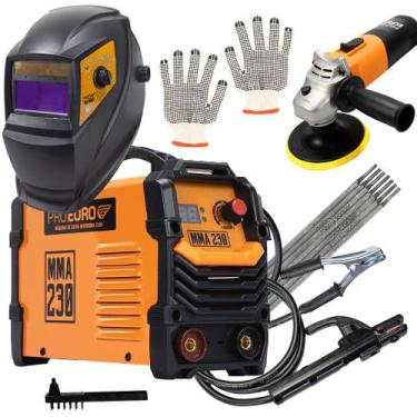Imagem de KIT Soldador Máquina Inversora MMA 230 220v Acompanha Esmerilhadeira e