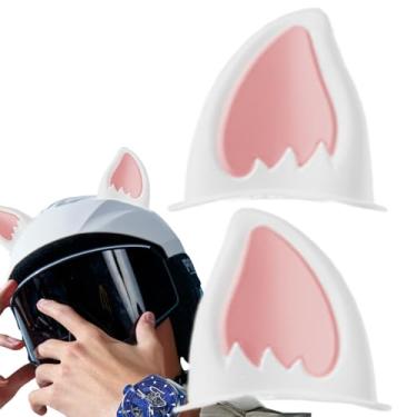 Imagem de Orelhas de gato para capacete, orelhas de gato para motocicleta - 1 par de lindas orelhas de gato decoração de motocicleta,Acessório de orelha de gatinho, acessórios de arnês, chifres de chapéu de esq