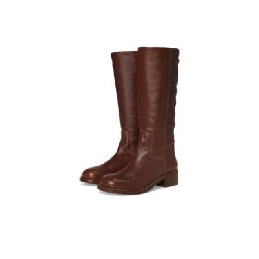 Imagem de Steve Madden Bota de cano alto feminina Riggs, Couro enferrujado, 36
