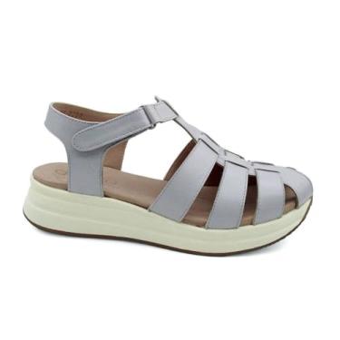 Imagem de Sandália Feminina Alexxa Opananken Anabela 65123 Couro