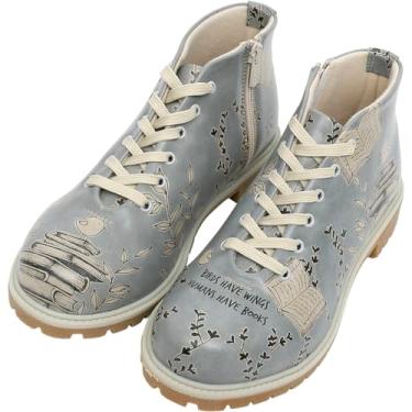 Imagem de DOGO Botas curtas femininas – Botas femininas de couro vegano e cano curto feitas à mão, Birds Have Wings, 37