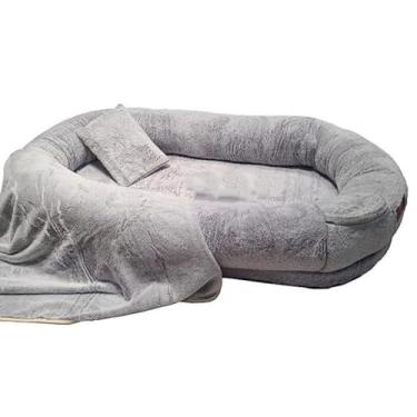 Imagem de LULUMAIC Camas grandes para animais de estimação para cães, cama de cachorro gigante para humanos, cama oval para cães humanos, cama para cães ao ar livre, cama para cães de estimação com capa para
