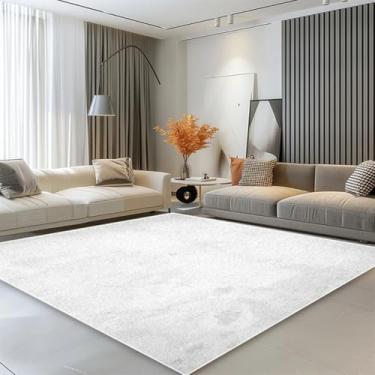 Imagem de Tapete minimalista moderno para sala de estar, branco puro, decoração para casa, tapete grande para quarto, cabeceira, fácil de limpar (200x200cm 78x78in/Sem fiapos-3)