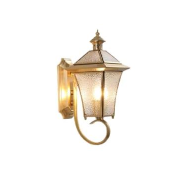 Imagem de Luminária de parede externa, toda em cobre à prova d'água, estilo americano, para entrada, corredor de pátio de casa, jardim (Tipo C fosco)