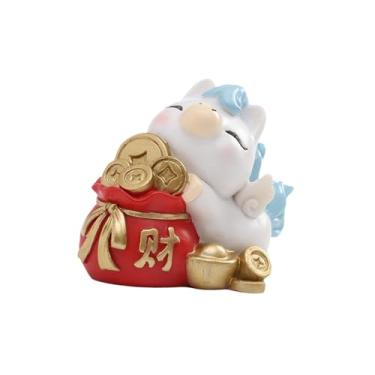 Imagem de IEUDNS Miniatura de cavalo em resina, ornamento para o Ano Lunar Chinês de 2026, escultura de pônei para lareira, 7x3.5x5.8cm