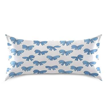 Imagem de Blueangle Fronha de cetim com gravata borboleta para cabelo e pele, fronha de seda, tamanho king (50,8 x 101,6 cm) - Capas de almofada de cetim refrescantes com fecho de envelope (336)