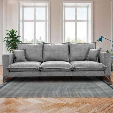 Imagem de Sofá 3 Lugares Modular Boma. 2,40m Boucle Sofá Inbox Cinza Claro