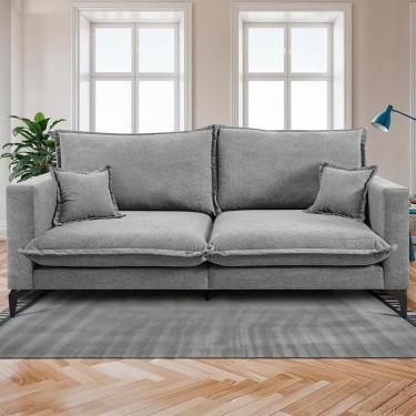 Imagem de Sofá 2 Lugares Modular Boma. 1,70m Boucle Sofá Inbox Cinza Claro