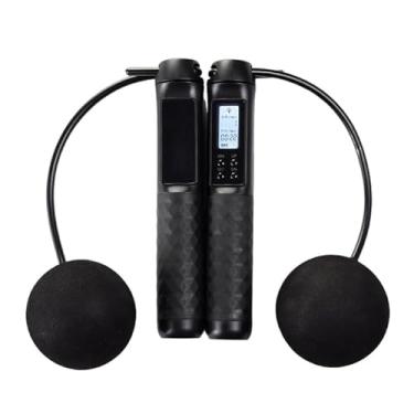 Imagem de Corda De Pular Sem Fio Com Contador Digital(Preto Bolas 65MM)