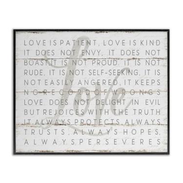 Imagem de Stupell Industries Love is Patient Grey on White Planked Look, Design por Jennifer Pugh Wall Art, 16 x 20