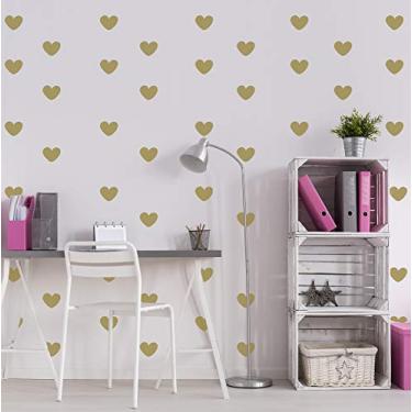Imagem de Adesivo de Parede Infantil Corações Dourados 55un