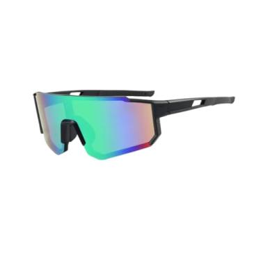 Imagem de Óculos de Sol Esportivo UV400, Design Moderno, Lentes Espelhadas Coloridas, Armação Durável em Policarbonato Proteção Anti-embaçamento, Narigueira Emborrachada (Preto e Verde)
