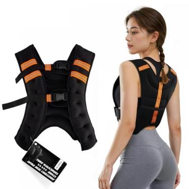 Imagem de Colete feminino com peso ajustável, 4,5 kg/5,4 kg/7,3 kg, colete de peso para treinamento de força com faixa refletiva, equipamento de exercícios para corrida, treino, corrida, caminhada