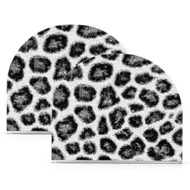 Imagem de Wassud Porta-guardanapos de acrílico preto com estampa de leopardo, dispensador de guardanapos de papel moderno em forma de U para mesa, cozinha, sala de jantar, bancada 2 peças (comporta 50-60