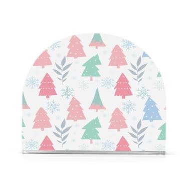 Imagem de Wassud Porta-guardanapos de acrílico para flocos de neve e árvores de Natal, dispensador de guardanapos de papel moderno em forma de U para mesa, cozinha, sala de jantar, bancada 1 peça (comporta 50