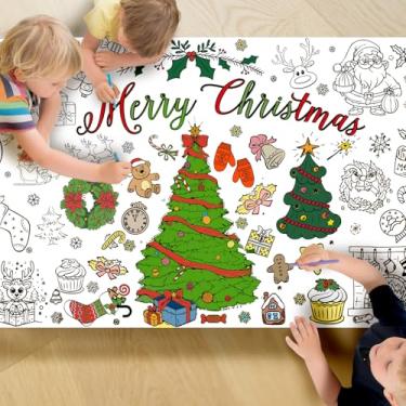 Imagem de Muswarm Toalhas de mesa para colorir de Natal, pôster, decoração de festa de Natal, artesanato, jogos, presente, 76 x 182 cm, pôster pintado de papel gigante (Natal-3)