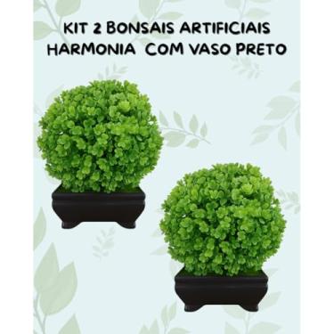 Imagem de Genérico, Kit 2 Bonsais Artificiais Harmonia Com Vaso Preto – Beleza e Serenidade na Decoração