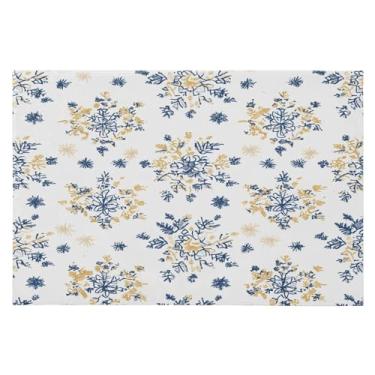 Imagem de CEBUGI Tapete de área 60 x 90 cm macio lavável tapete antiderrapante com revestimento de borracha flocos de neve tapetes de área para sala de estar, quarto, decoração de casa