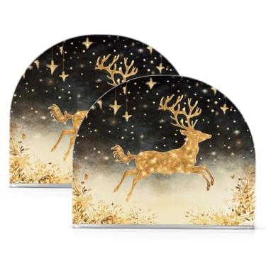 Imagem de Wassud Porta-guardanapos de acrílico para veados saltadores, dispensador de guardanapos de papel moderno em forma de U para mesa, cozinha, sala de jantar, bancada 2 peças (comporta 50-60 guardanapos)