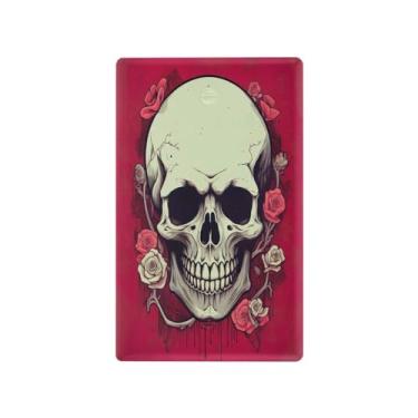 Imagem de Wassud Placa de cobertura de interruptor de luz de caveira sorridente, 1 capa de tomada em branco placa de parede decorativa decoração de casa sala de estar quarto