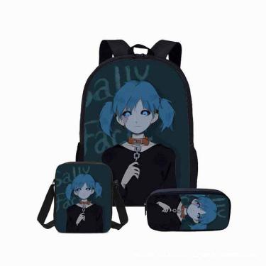 Imagem de Conjunto de mochilas Sallys Faces Cartoon Kids School Nylon 3 unidades