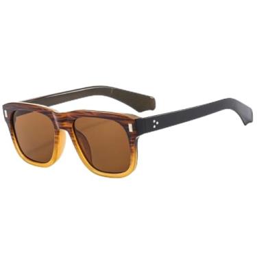 Imagem de Óculos de sol com armação quadrada da moda, feminino, masculino, tendência, luxo, ar livre, viagem, direção, UV400 (marrom)