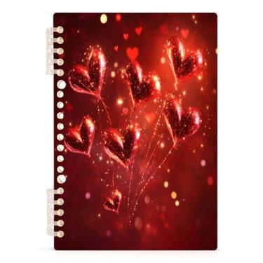 Imagem de Burbuja Caderno Red Heart Fireworks, papel pautado universitário A5 com 60 folhas, fichário para escritório, 1 pacote
