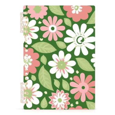 Imagem de Burbuja Caderno Spring Pink White Flowers, papel pautado universitário A5 com 60 folhas, fichário para escritório, 1 pacote