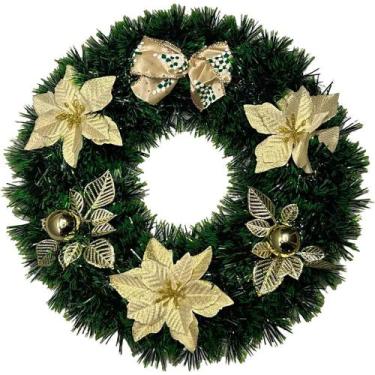 Imagem de Guirlanda de Natal para Porta Decoração Enfeite Natalina de Luxo 38cm 