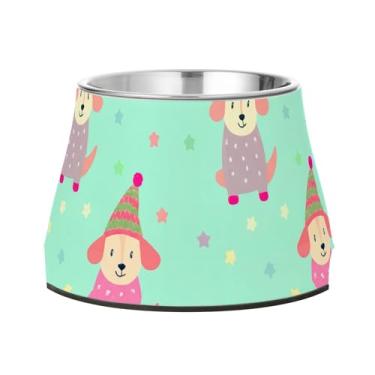 Imagem de Burbuja Tigela de ração para cães de aço inoxidável para comida e água, antiderrapante para cães médios e gatos, 590 ml