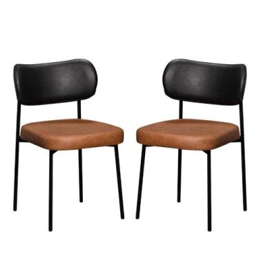 Imagem de Kit 2 Cadeiras Estofadas Camila Para Sala Jantar em Aço Est Preta Asse