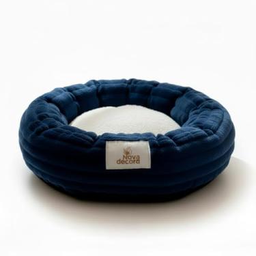 Imagem de Cama Para Cachorro e Gato Pequeno Ninho Nuvem Caminha Pet Luxo Confortável 50cm - Novadecora (Azul Marinho)