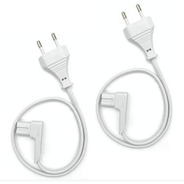 Imagem de Cabo de alimentação Braiton 0,5 metro pacote com 2 para Sonos Play:1, One (Gen 2), One SL (branco, Reino Unido, macho-fêmea, 12W, 12V, 1A)