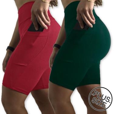 Imagem de Kit 2 Bermudas Plus Size Heide Ribeiro Suplex com Bolso Esportes-Feminino