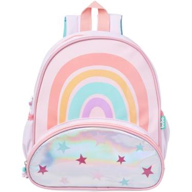 Imagem de Mochila Escolar Infantil Unicórnio, Arco-Íris com Estrelas, Alça Rosa, com Lancheira Buba