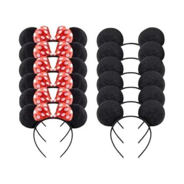 Imagem de Tiara De Orelhas De Minnie Mouse Com Laço Sólido Para Festa De Anivers